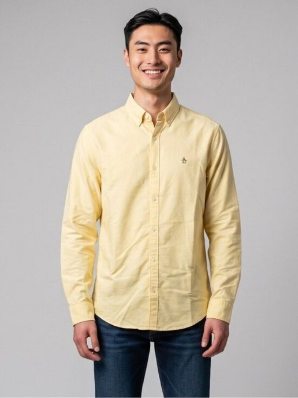 🌻NEW w/tag Original Penguin Oxford Shirt Yellow Stretch Button Down Size Large